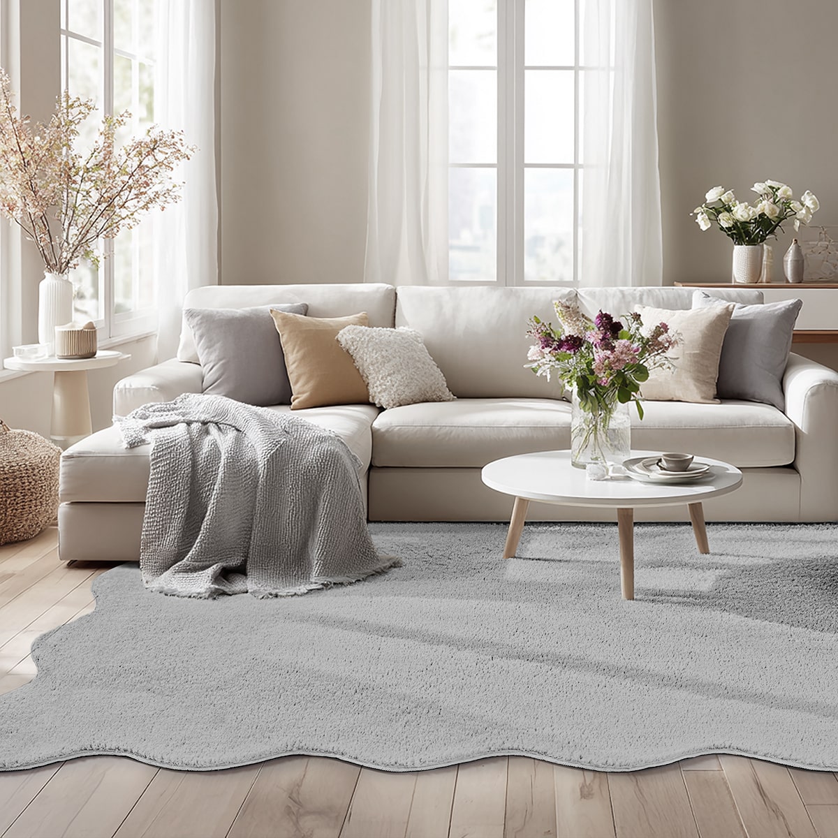 Lina Scallop Fellteppich | Grau | 120 x 160