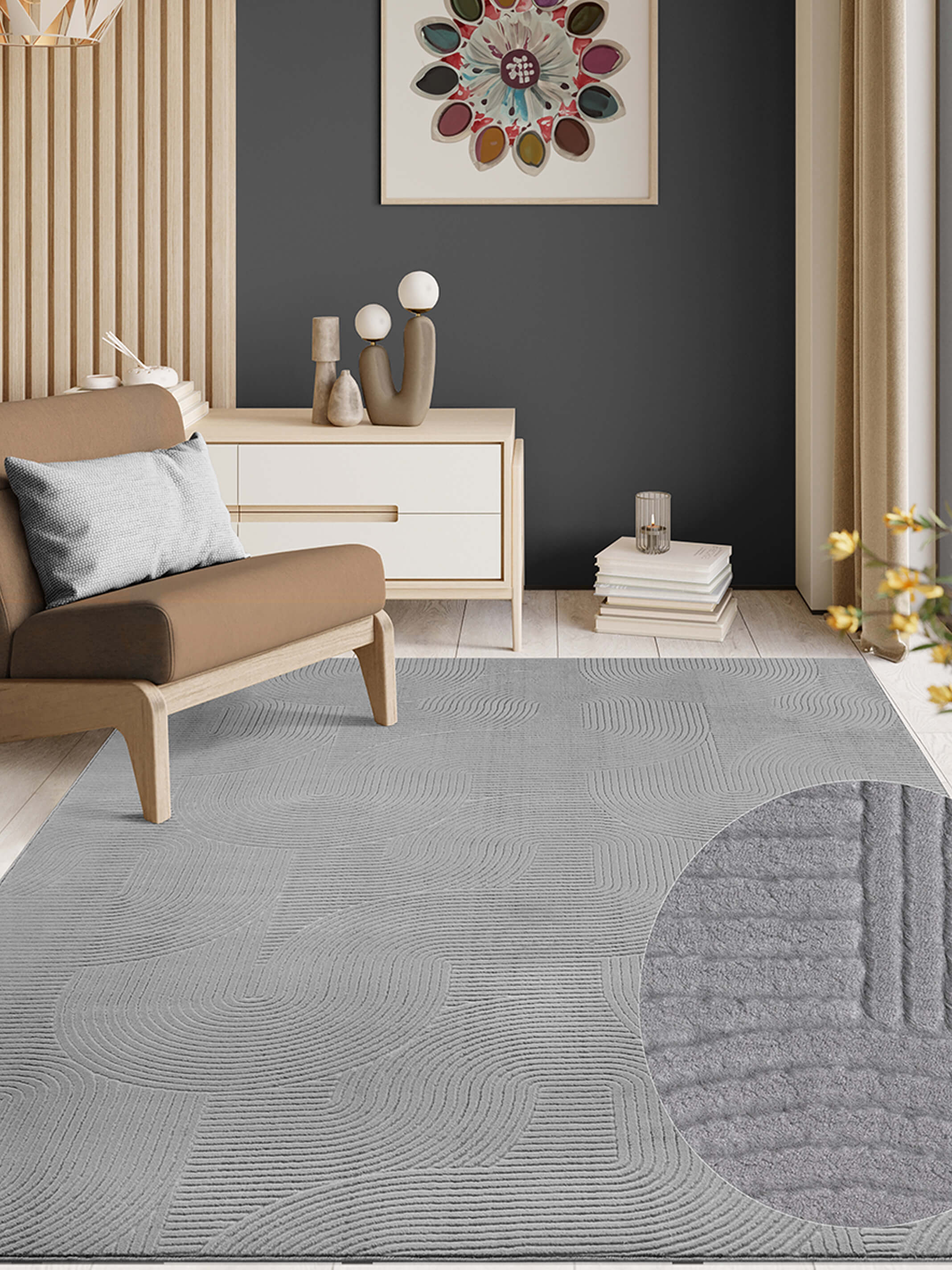 Rio Moderner Weicher Teppich | Grau | 80 x 150