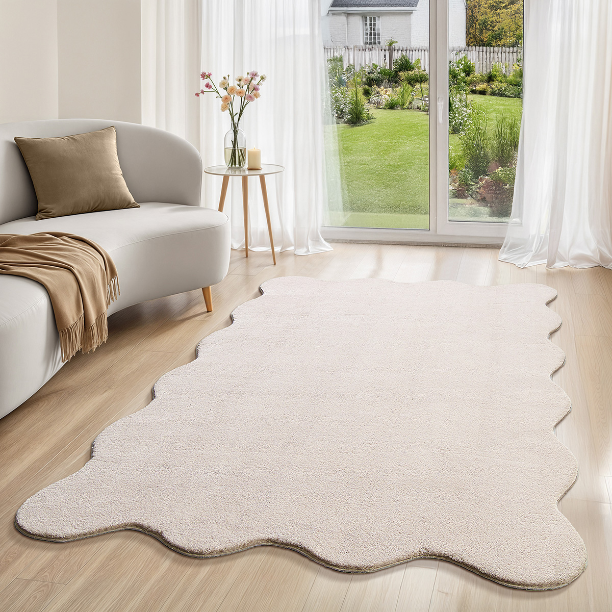 Lina Scallop Fellteppich | Beige | 140 x 200